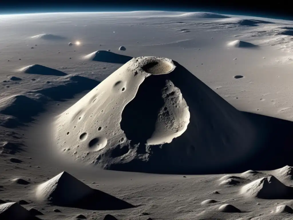 Photorealistic Asteroid Images | Discover Aeneas, a Vesta Origin Asteroid Photorealistic image of asteroid Aeneas, taken with high-resolution cameras, captures intricate details of its surface, including craters, ridges, Valleys, photorealistic representation of Vesta's neighbor reveals the asteroid's geology and composition, inviting reader into the space universe