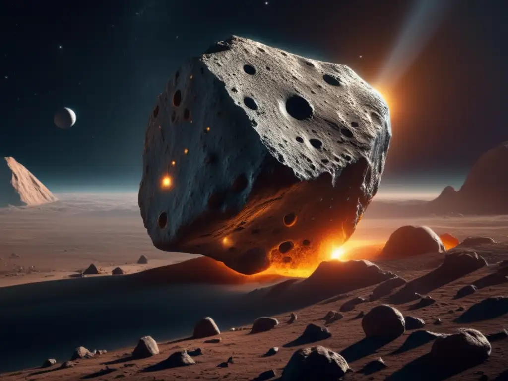 Enormous Asteroid Photorealism: A Detailed Look
This TITLE accurately conveys the size and detail in the image, while also using the keyword 'enormous' to capture the reader's attention A massive asteroid looms in the distance, its rugged surface textured with craters and ridges