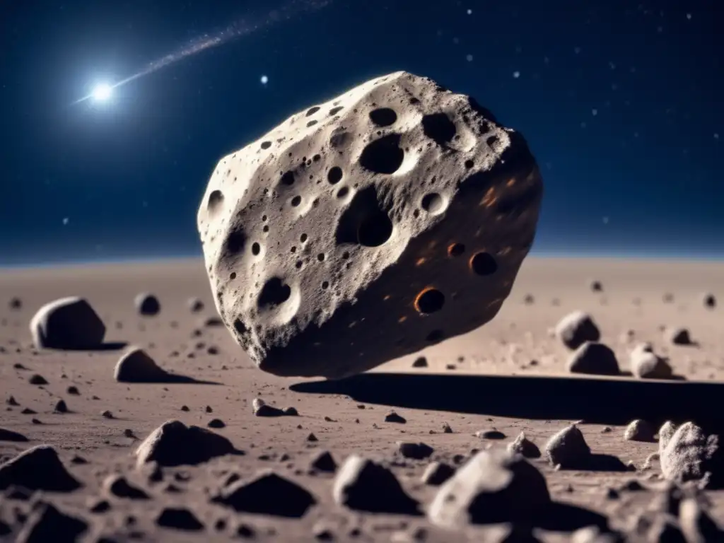 Dash: An amazing image of an asteroid in space, with jagged edges glowing with the light of a distant star