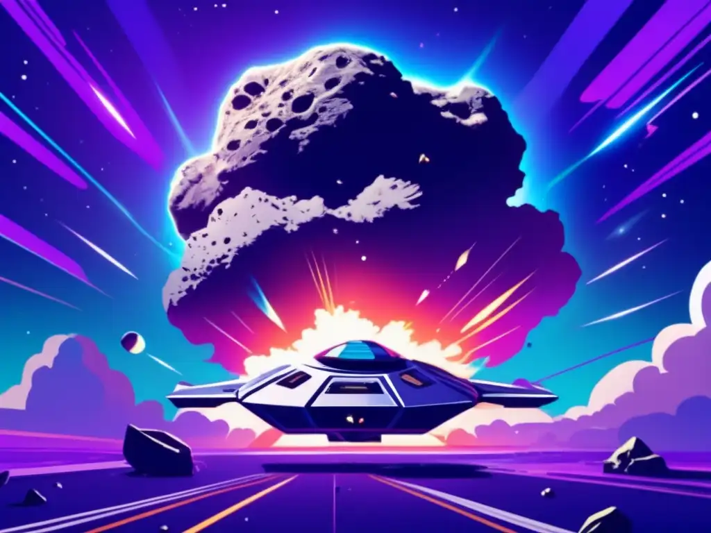 Asteroid Repair: Spaceship Offers Hope after Impact As our team repairs the spaceship, we carefully navigate through the impact crater and space debris on the asteroid