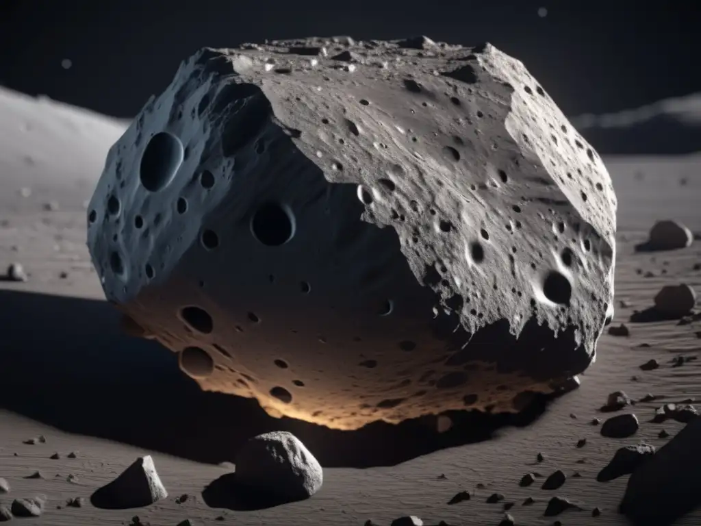 The asteroid Ryugu's jagged surface texture is on full display in this photorealistic image