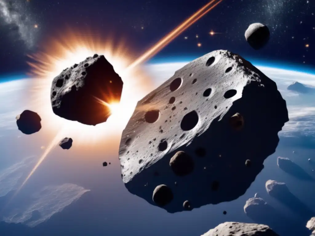 Dash-The photo captures the raw power of asteroid collisions in space, with the asteroid hurtling towards a sleek, silver orb