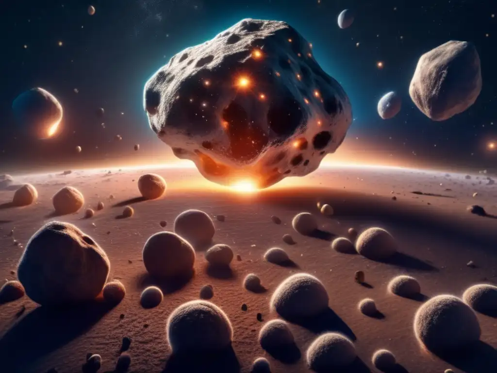 Dash: A breathtaking image of an asteroid in space, enveloped by a cloud of dust and debris