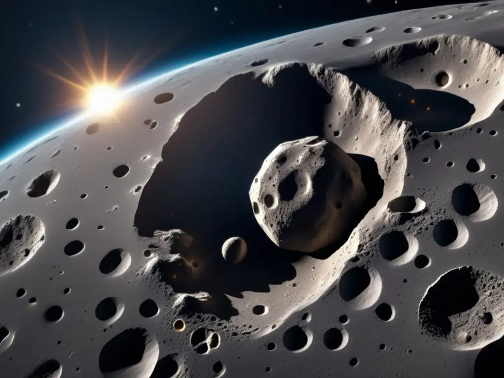 An 8k resolution image captures the intricate surface of an asteroid, revealing its craters, fractures, and ridges