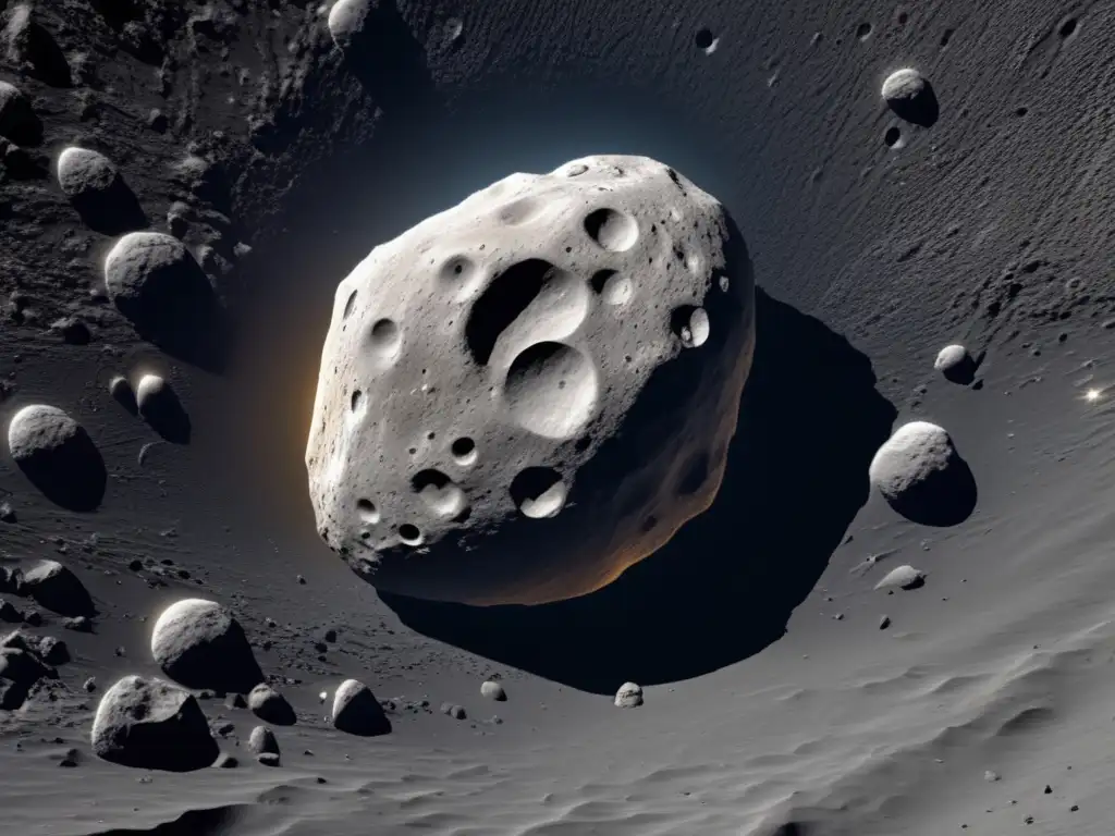 An stunning 8k image of asteroid Ceres, capturing its awe-inspiring surface features, including craters, ridges, valleys, and smooth areas