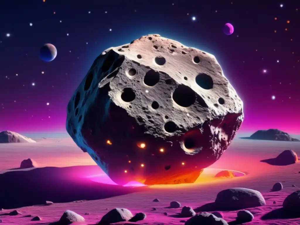 A breathtaking image of Asteroid Teucer's rugged surface, dotted with deep grooves and craters