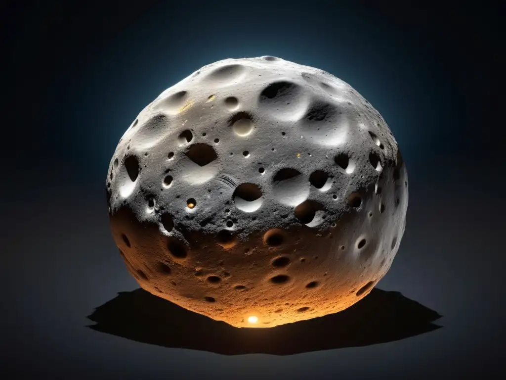 Photography captures the intricate texture and surface of a large asteroid, like Ceres or Vesta