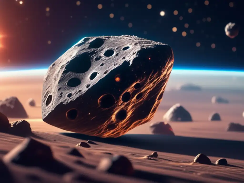 A mesmerizing closeup of Polyxena, an asteroid with intricate patterns and textures