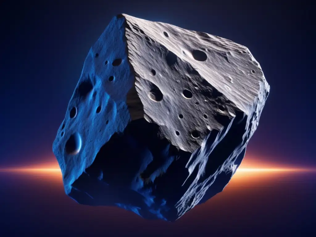 A breathtaking photo of the deep-space asteroid Thoas, revealing its jagged, blue-hued surface in stunning high definition detail