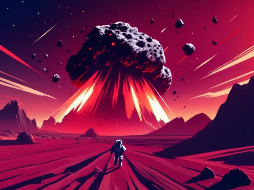 Alien invasion threatens Earth: A massive asteroid hurtles towards our planet, scattering fields of debris and casting long shadows