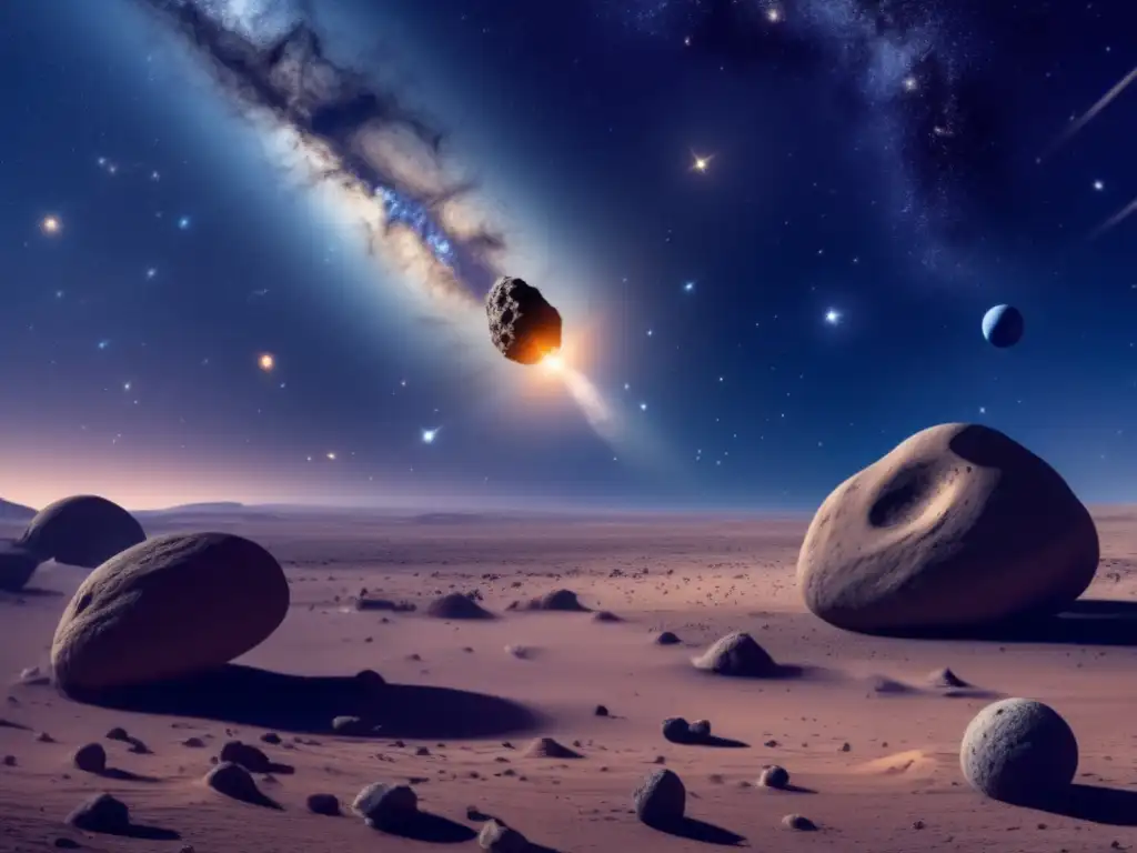 A stunning photorealistic image of the vast, open expanse of space, dominated by the deep blues and blacks of the void