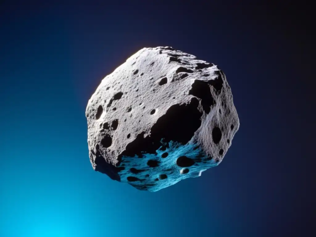 Asteroid Serenity: A Photorealistic Sentient Sphere in Space A stunning closeup of a sentient sentient asteroid from '2001: A Space Odyssey' by Stanley Kubrick, lit from many angles with a realistic, calming bluegray color palette, capturing its sharp, jagged surface in high-resolution detail