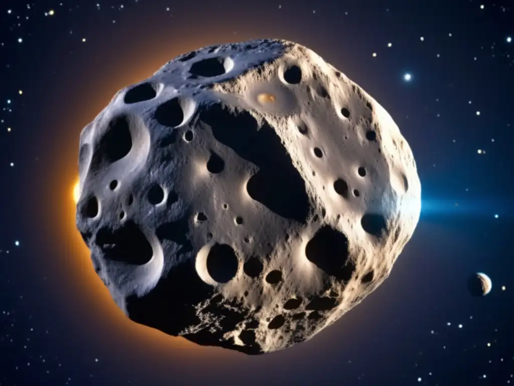 Captivating closeup of Asteroid Aeneas, illuminated by the sun and showcasing its rocky, cratered surface