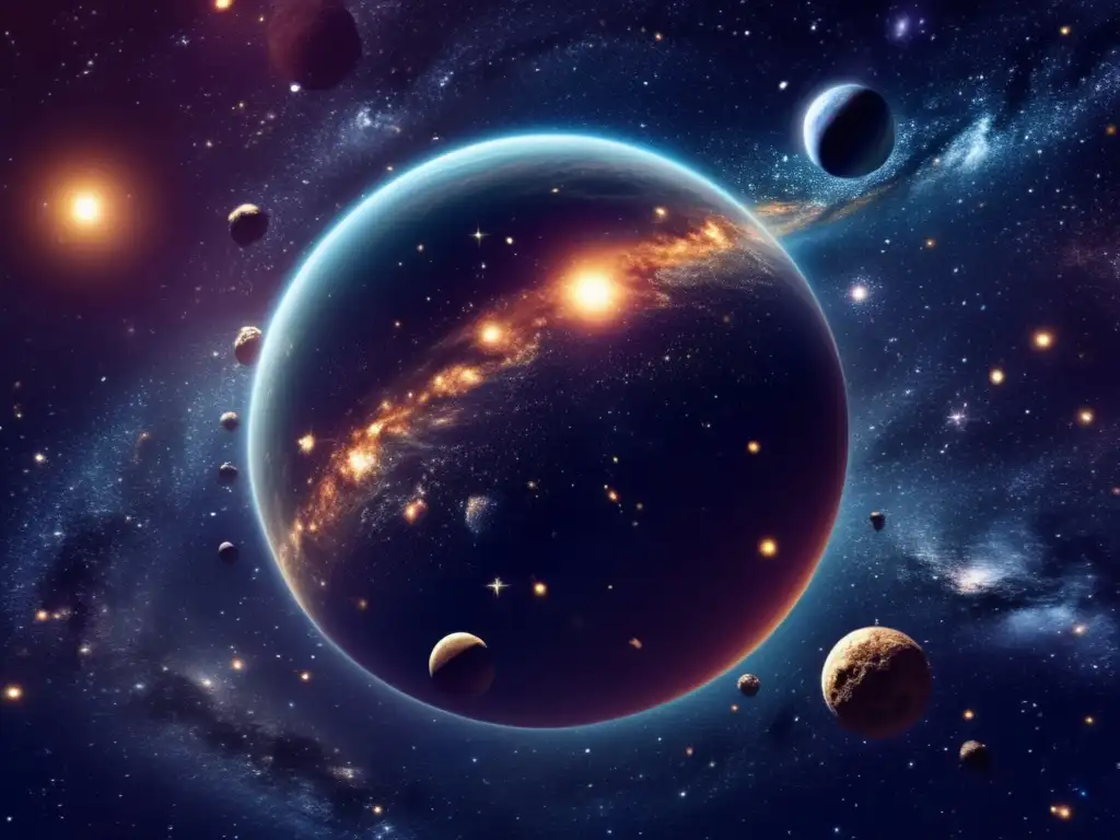An awe-inspiring photorealistic image of a celestial body floating amidst a swirling tangle of galaxies, nebulas, and awe-inspiring stars in the vast expanse of space, capturing the ancient explorers' sense of wonder and desire to unravel the mysteries of the universe