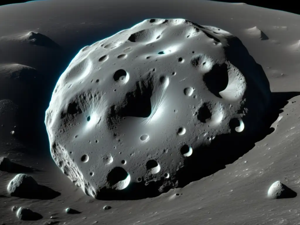 Incredible photorealistic closeup image of asteroid Beatrix, showcasing its unique textures, patterns, and geological formations