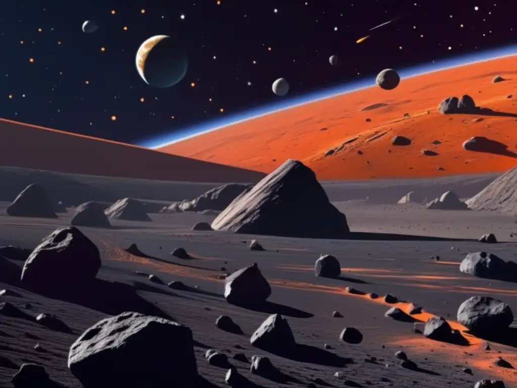 A majestic asteroid belt spans the vast expanse of space, its surface details showcasing the resilience of the cosmos
