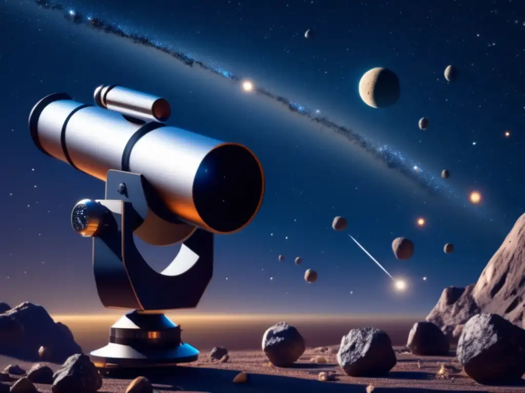 Awe-inspiring photorealism captures asteroid belt's beauty Marvel at the stunning photorealistic image of a telescope pointed towards the asteroid belt
