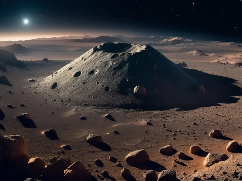 Dash - A breathtaking panoramic view of the asteroid Cacus, captured in high resolution with stunning photorealistic imaging