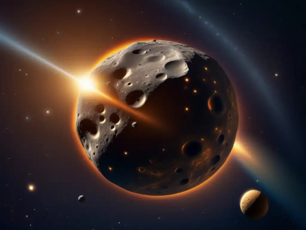 A photograph of Asteroid Circe, orbiting the sun with precise details