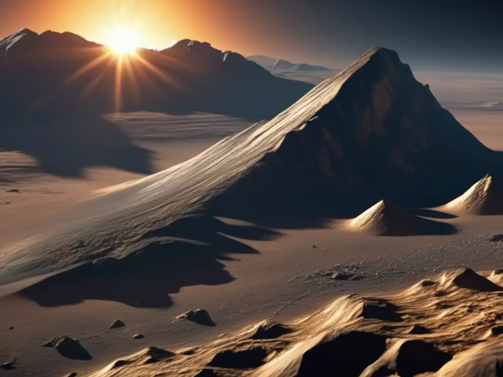 An astonishing closeup of Misenus' surface reveals a mesmerizing interplay of geological features, including majestic mountains, craters, and rilles