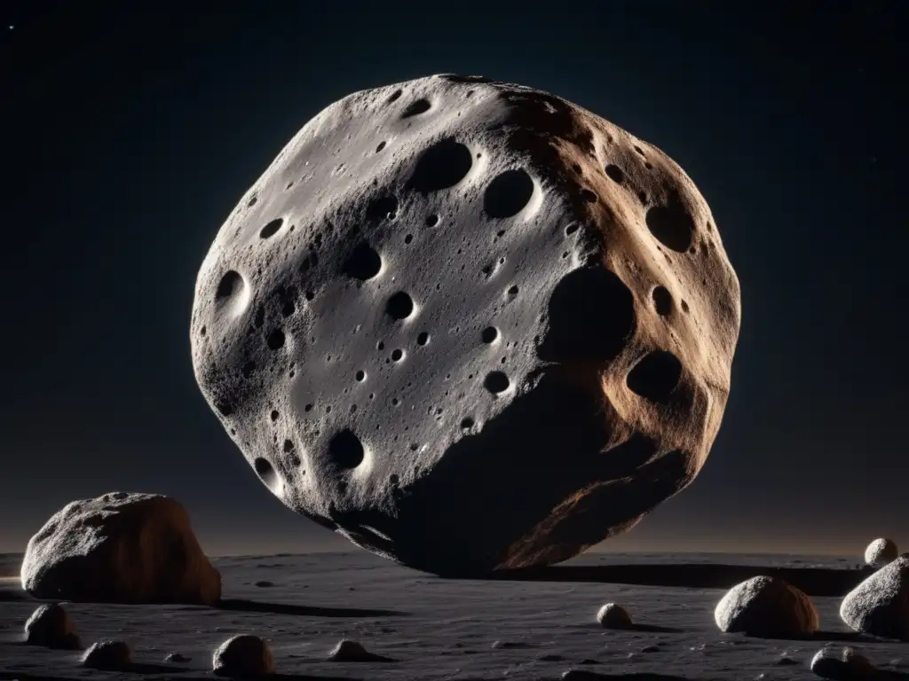 A closeup photograph of a smooth asteroid in space, boldly displayed against a black canvas