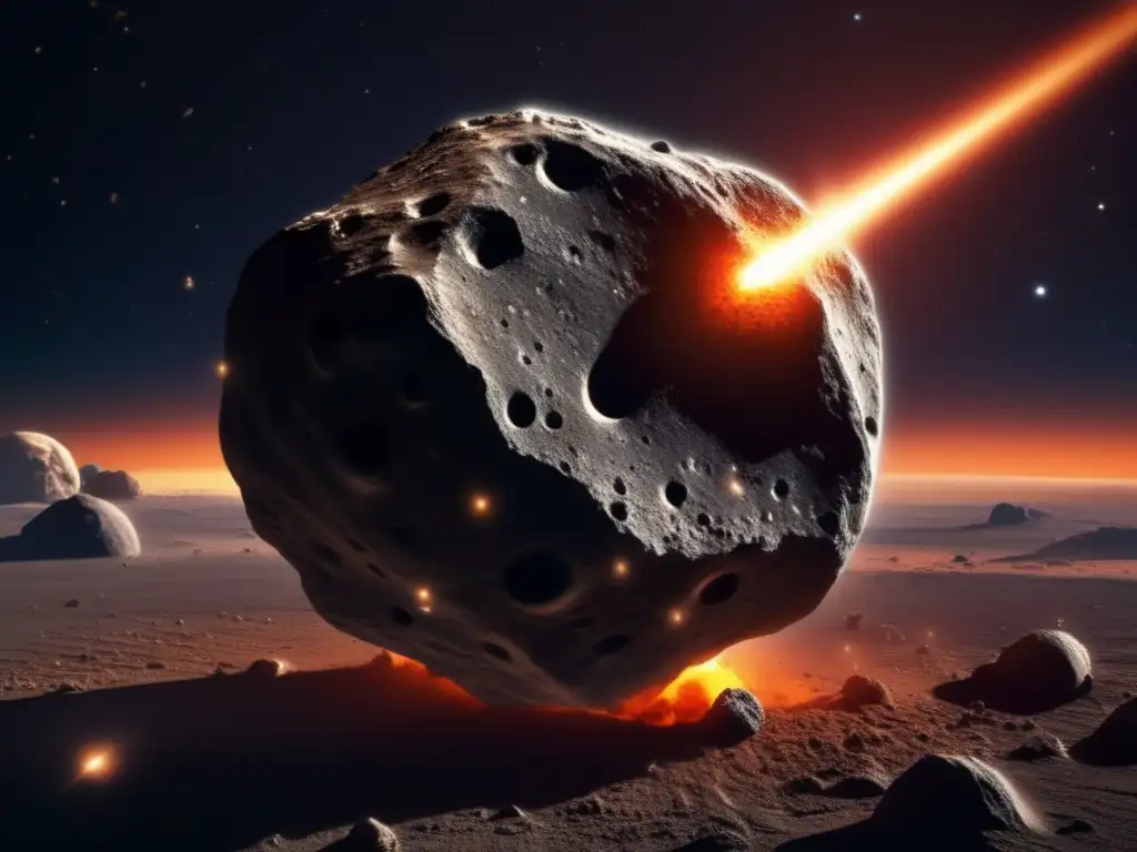 Distant asteroid in closeup view - intricate details visible, including craters, grooves, and bumps