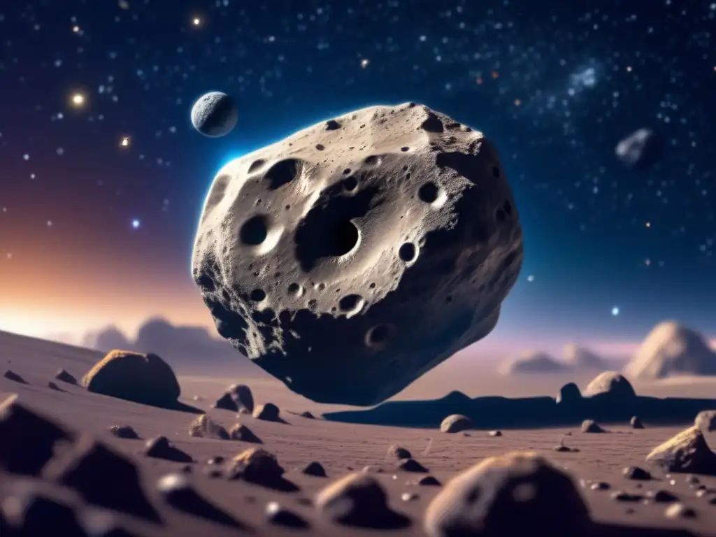 Highly Detailed Asteroid Closeup: A Universe of Galaxies and Stars An extraordinary closeup image of a celestial asteroid, capturing its jagged and uneven surface details