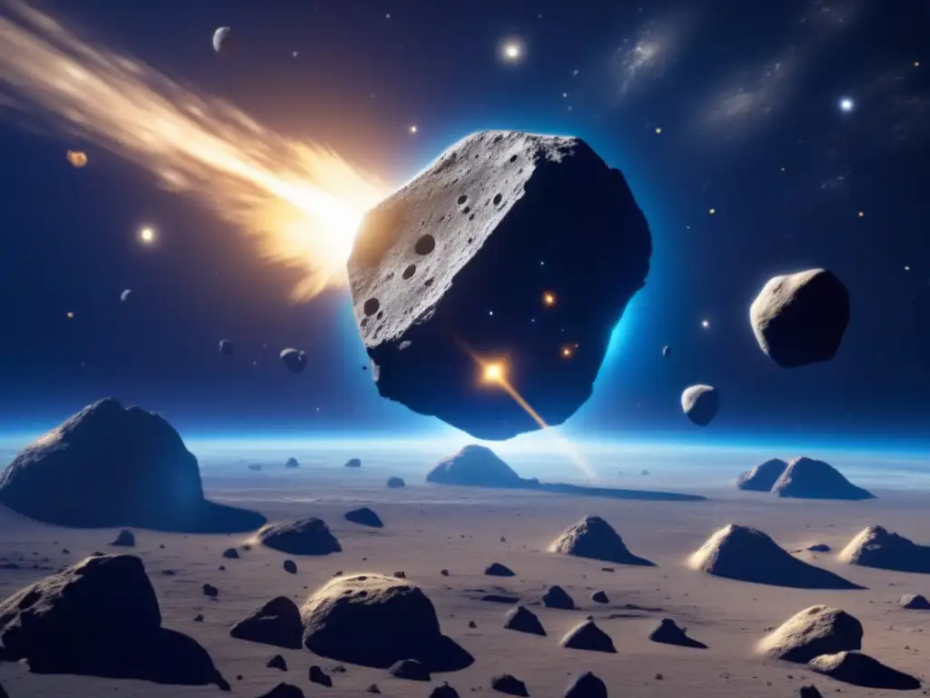 A celestial wonder, this massive asteroid orbits the galaxy, its complex fractures and irregularities reaching out towards the unknown