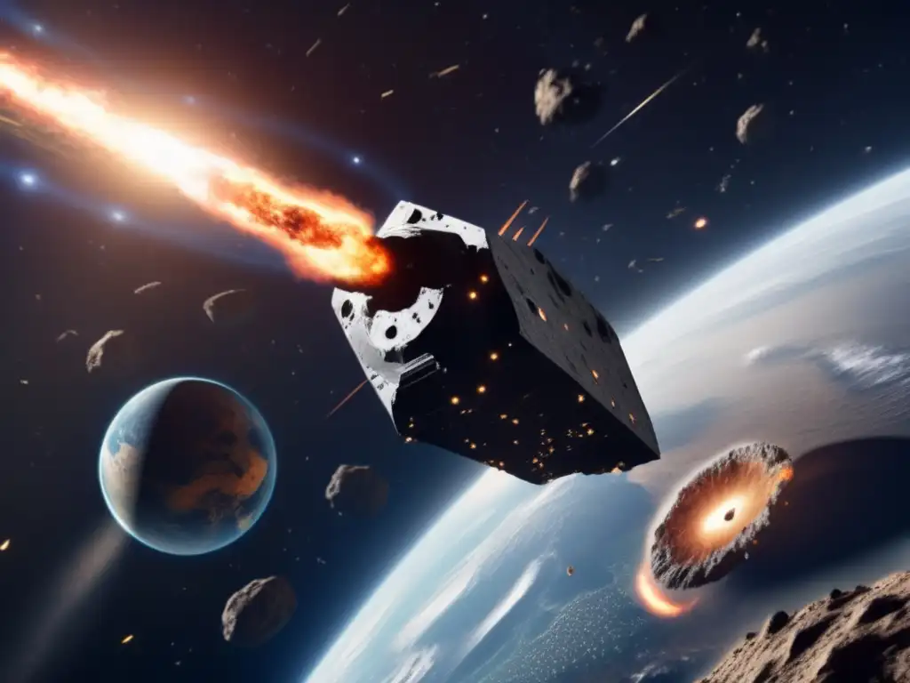 Asteroid Collision Looms as Epic Spacecraft Launches A mesmerizing photorealistic image of an asteroid on a collision course with Earth