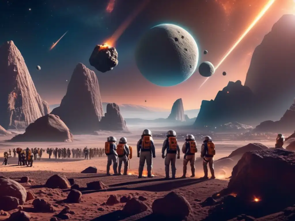 Asteroid Colony: Epic Structures Amidst Nebula's Dazzling Beauty Nebula colony bustling with activity amidst asteroid towers, view captivating Nebula behind, leading to endless possibilities