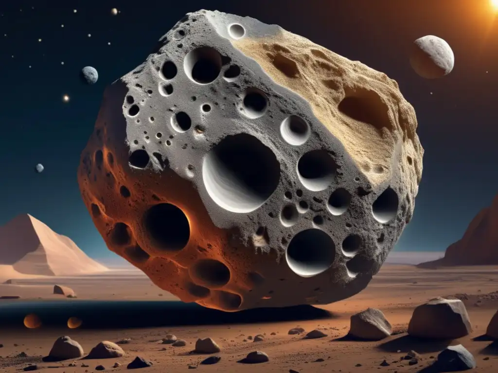 An asteroid's intricate composition, revealed through high-resolution imagery, unveils distinct mineral layers and their unique features