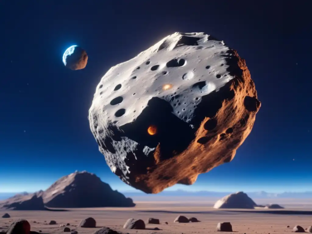 Asteroid Creusa lookalike, drifting against a deep blue backdrop, showcases its rugged terrain with subtle highlights and shadows