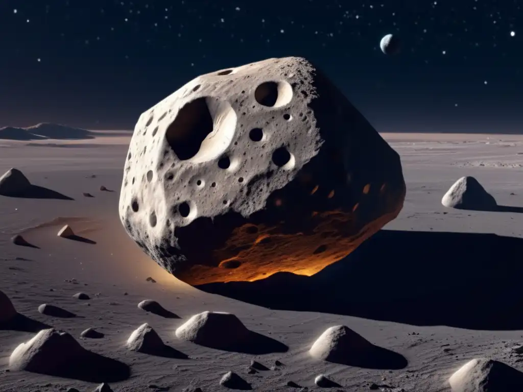 Dash: 'Asteroid 3753 Cruithne: An Irregular Masterpiece in the Deep Space' A photorealistic image of asteroid 3753 Cruithne, showcasing its irregular, elongated shape, with craters and rough textures visible on its surface