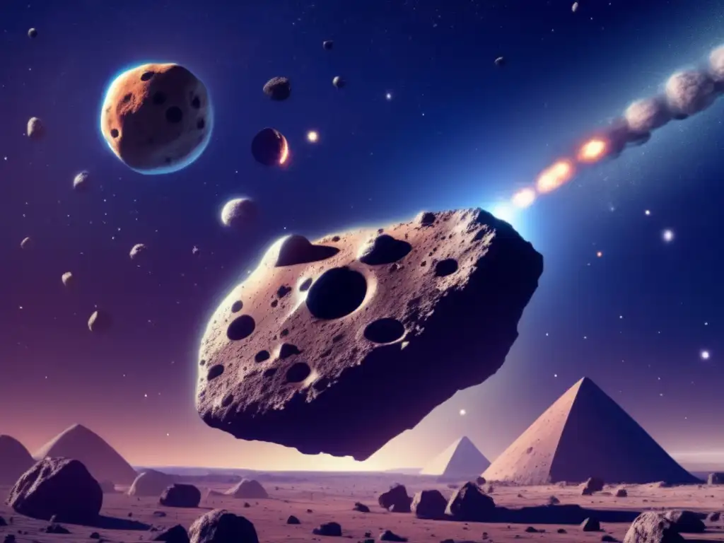 A breathtaking photograph captures the immense asteroid and its swarm of smaller ones