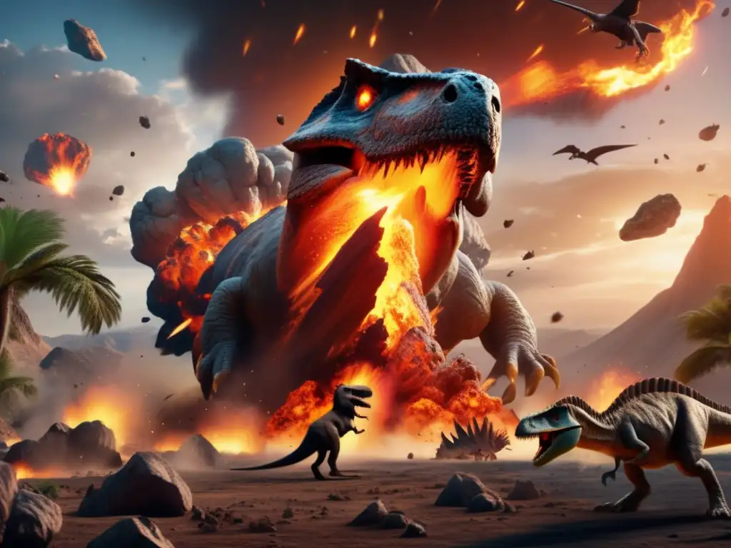A photorealistic 8k image captures the epic scale and raw power of a massive asteroid blazing through the sky