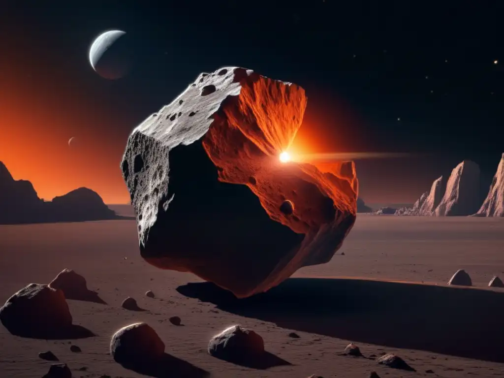 A stunning photorealistic depiction of the asteroid Dolon, captured from an underground vantage point underneath Earth's atmosphere