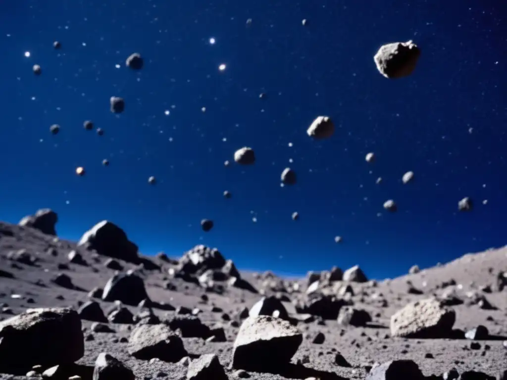 As if time had stopped, this photograph captures the raw beauty of a dense asteroid field