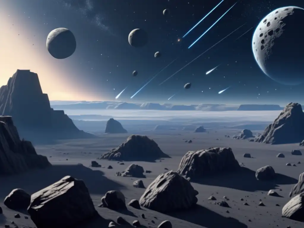 Cinematic Asteroid Field: 'Empire Strikes Back' Illustration in High-Def Detail - A stunning, photorealistic illustration of the asteroid field in 'The Empire Strikes Back', showcasing its vast expanse and stunning beauty