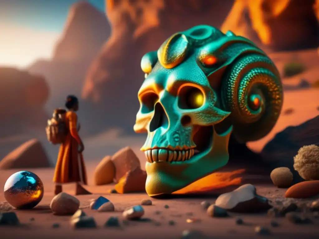 A stunning photo of Gorgon asteroid - low angle, clear lighting, intriguing artifacts & relics, styled in photorealistic manner with vivid colors & sharp details