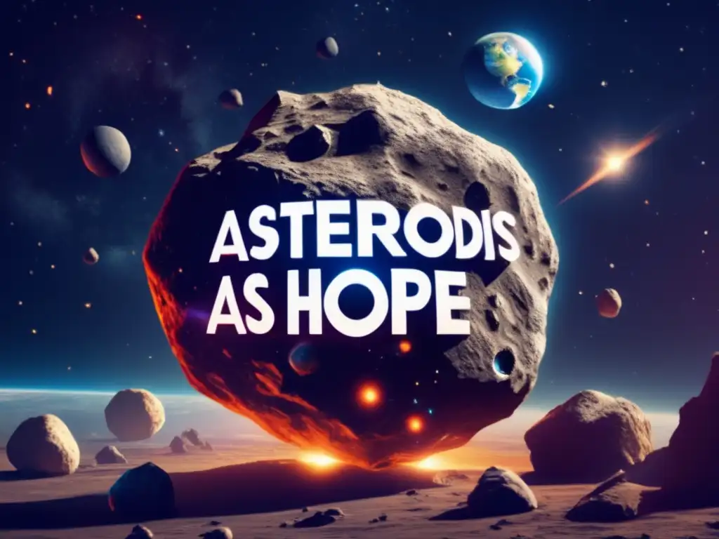 Asteroids: Cosmic Symbols of Hope for Earth Asteroid, radiating hope with the bold text 'Asteroids as Symbols of Hope' beneath it