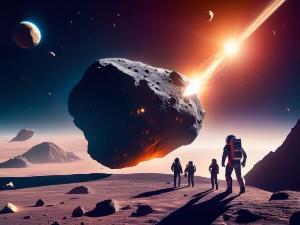 Asteroid: a massive, intricate celestial body, graced with intricate craters and jagged edges