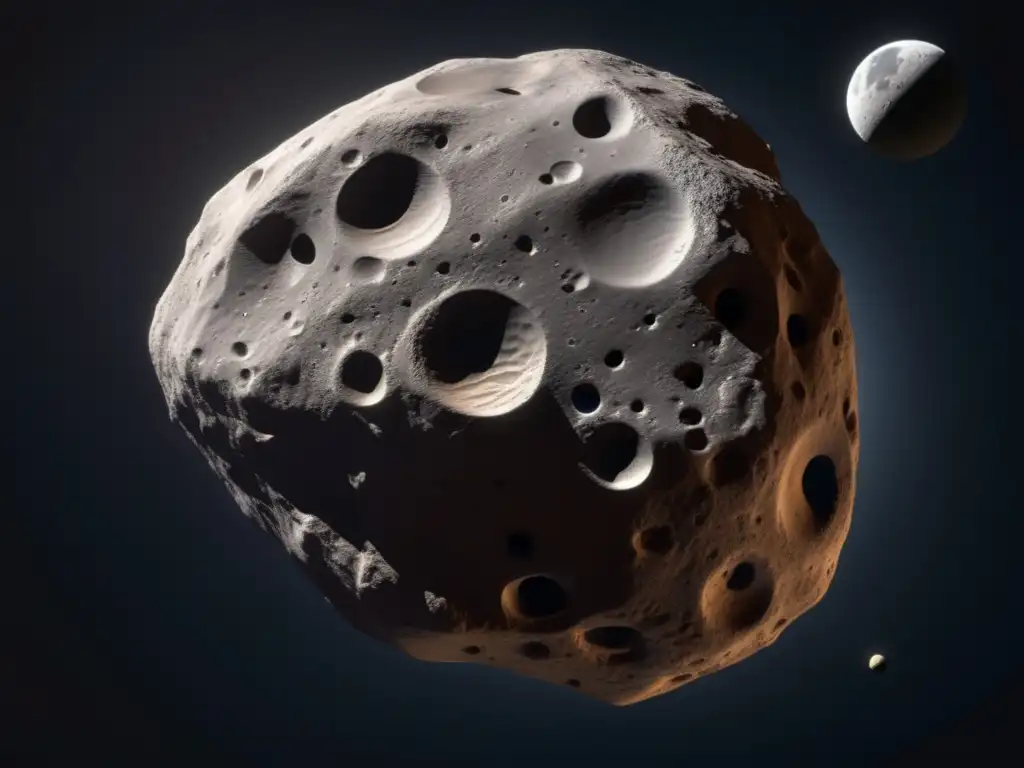 Dactyl's Dance with Asteroid Ida - Photographs A photorealistic asteroid Ida in space, accompanied by its moon Dactyl
