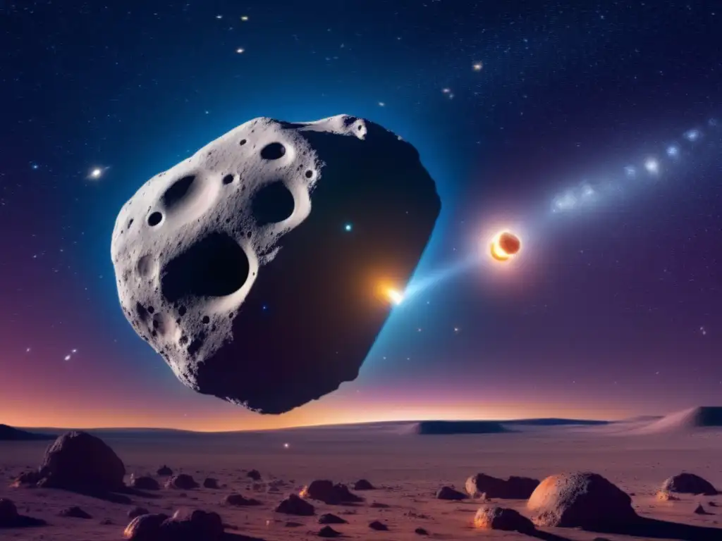 Vivid Illumination: Asteroid Shadows Threaten Earth's Wildlife A tumultuous universe reconvenes in a panoramic view of an asteroid flamboyantly outlined by a space telescope against a deep space trench