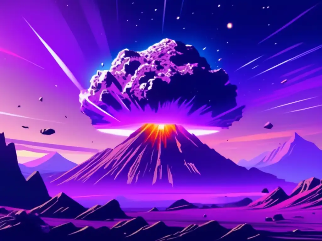 Asteroid Impact: The Devastating Power Lost in Detail A catastrophic asteroid collision looms, its massive surface conveyed through rugged rocks and debris