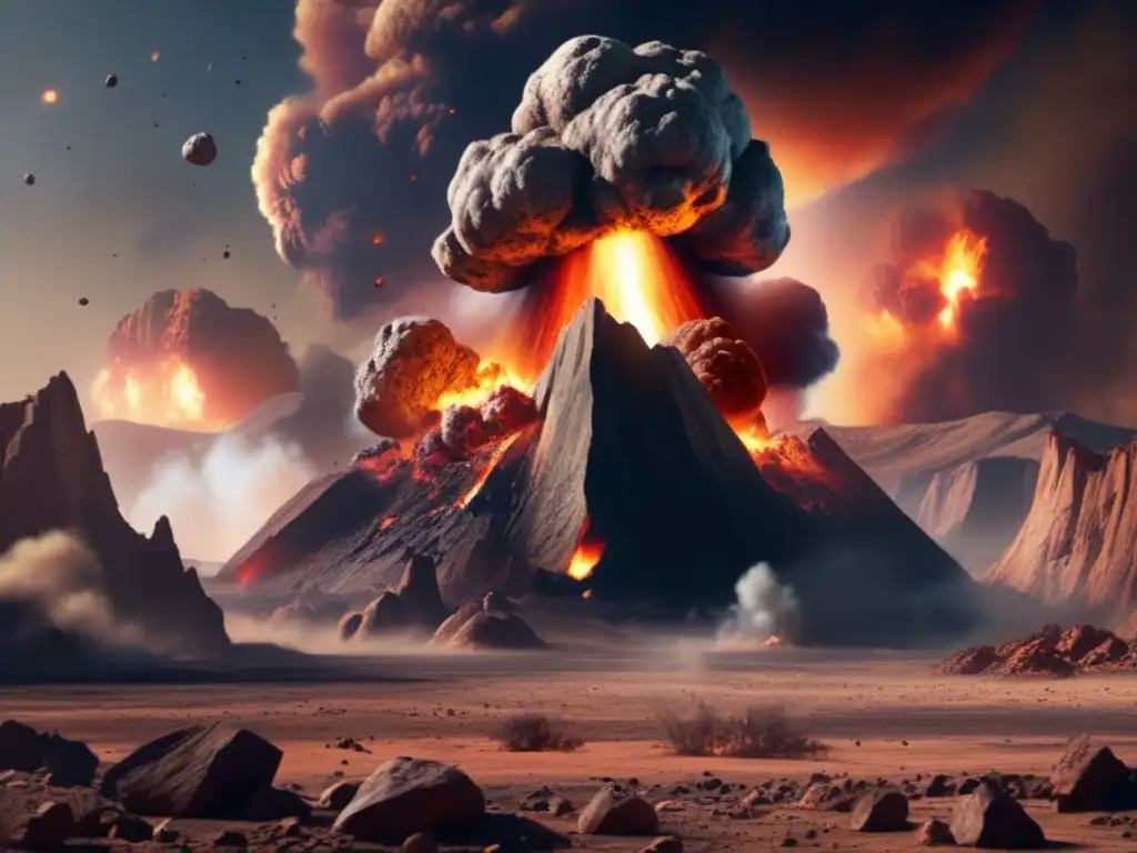 A vividly detailed photograph depicts a colossal asteroid inching towards Earth