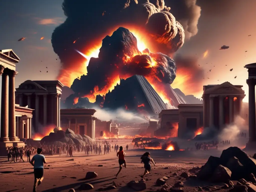 Asteroid Impact: A Devastating Disaster in the Past A photorealistic image of an asteroid impact on a prehistoric civilization