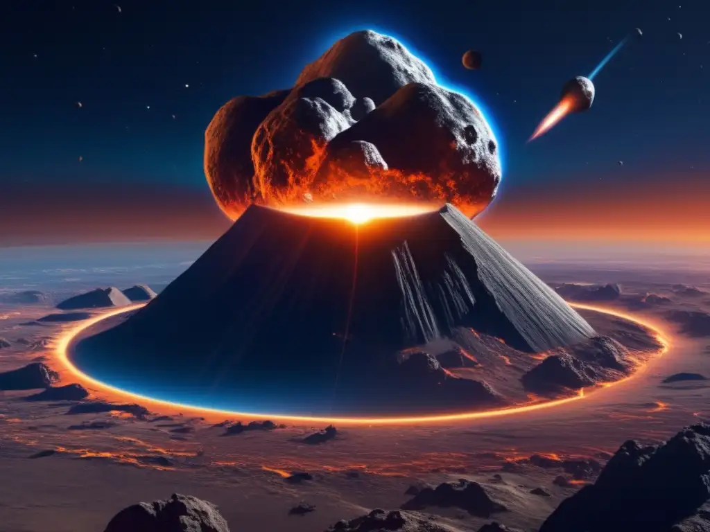 A photorealistic image of an asteroid streaking across the sky with Earth's silhouette hanging in the background