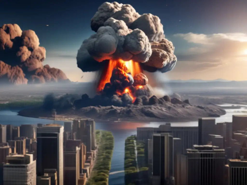 Asteroid strikes Earth with epic impact, causing widespread devastation and leaving behind a gritty aftermath