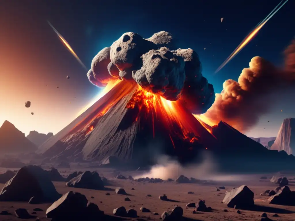 A photorealistic image of a large asteroid impact on Earth from the perspective looking upwards