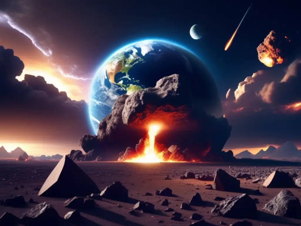 An Earth-shattering destruction: an asteroid crash and debris left behind a desolate, gloomy and worrying sight